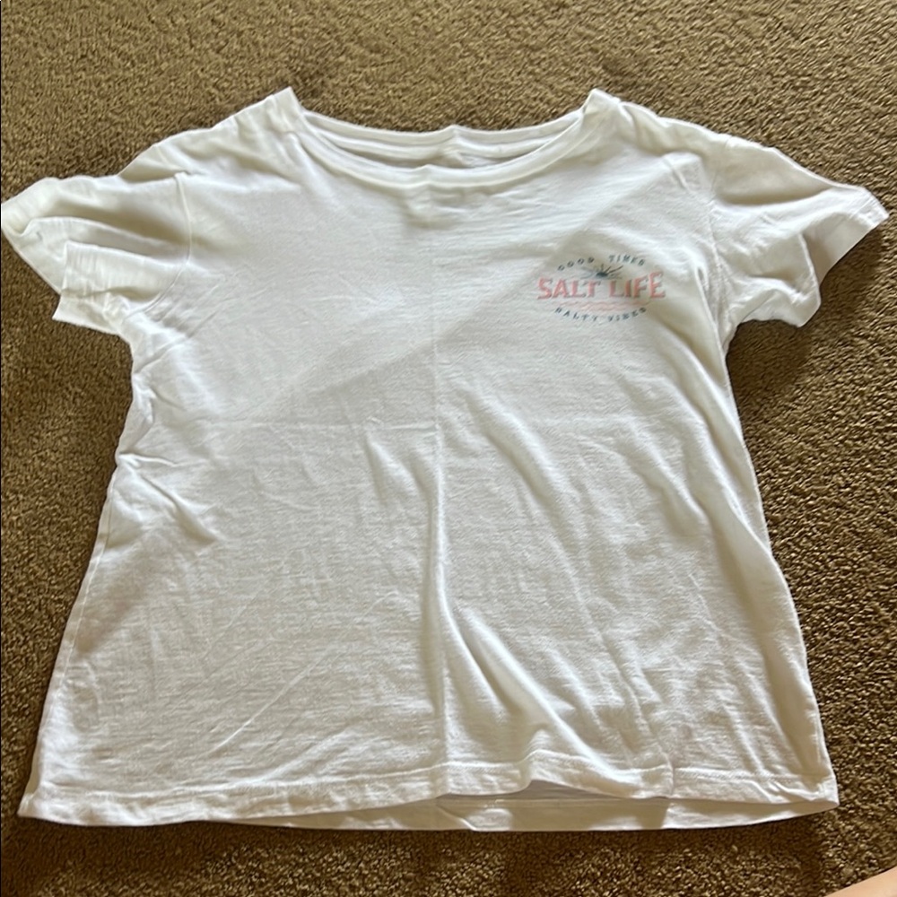 Salt Life Kids White Tee with Pink Logo